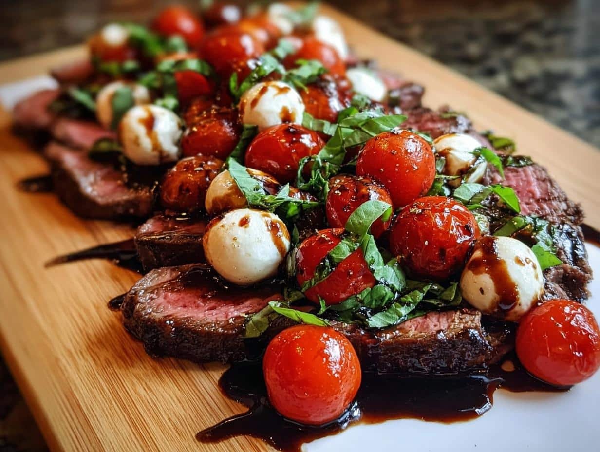 Grilled Balsamic Steak Caprese: 2 steaks - Grilled Balsamic Steak Caprese - main visual representation