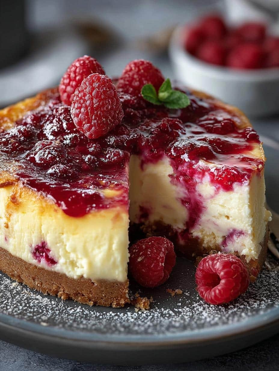 Irresistible Baked Raspberry Cheesecake Recipe to Try - Baked Raspberry Cheesecake - main visual representation