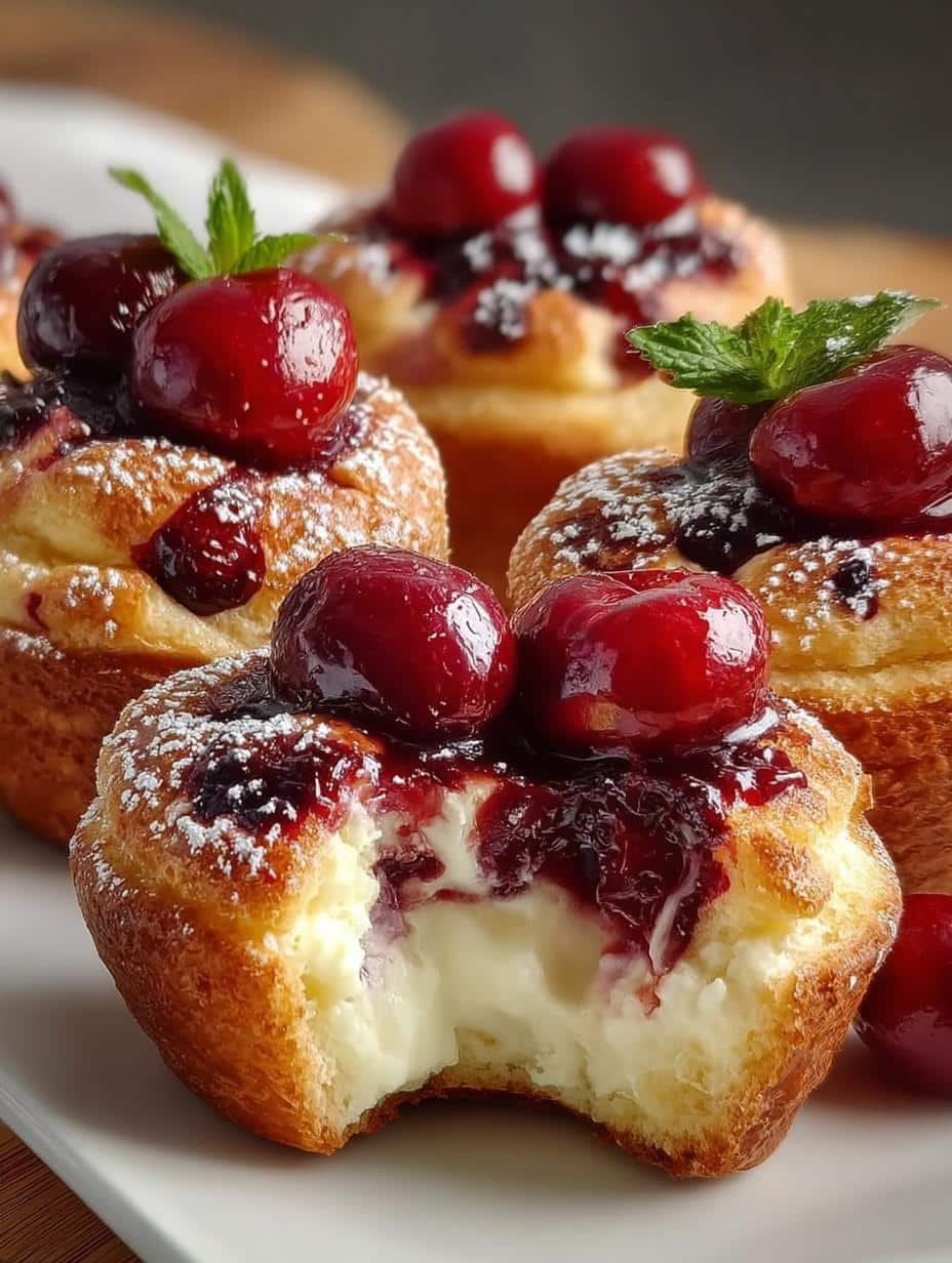 Cherry Cheesecake Crescent Muffins