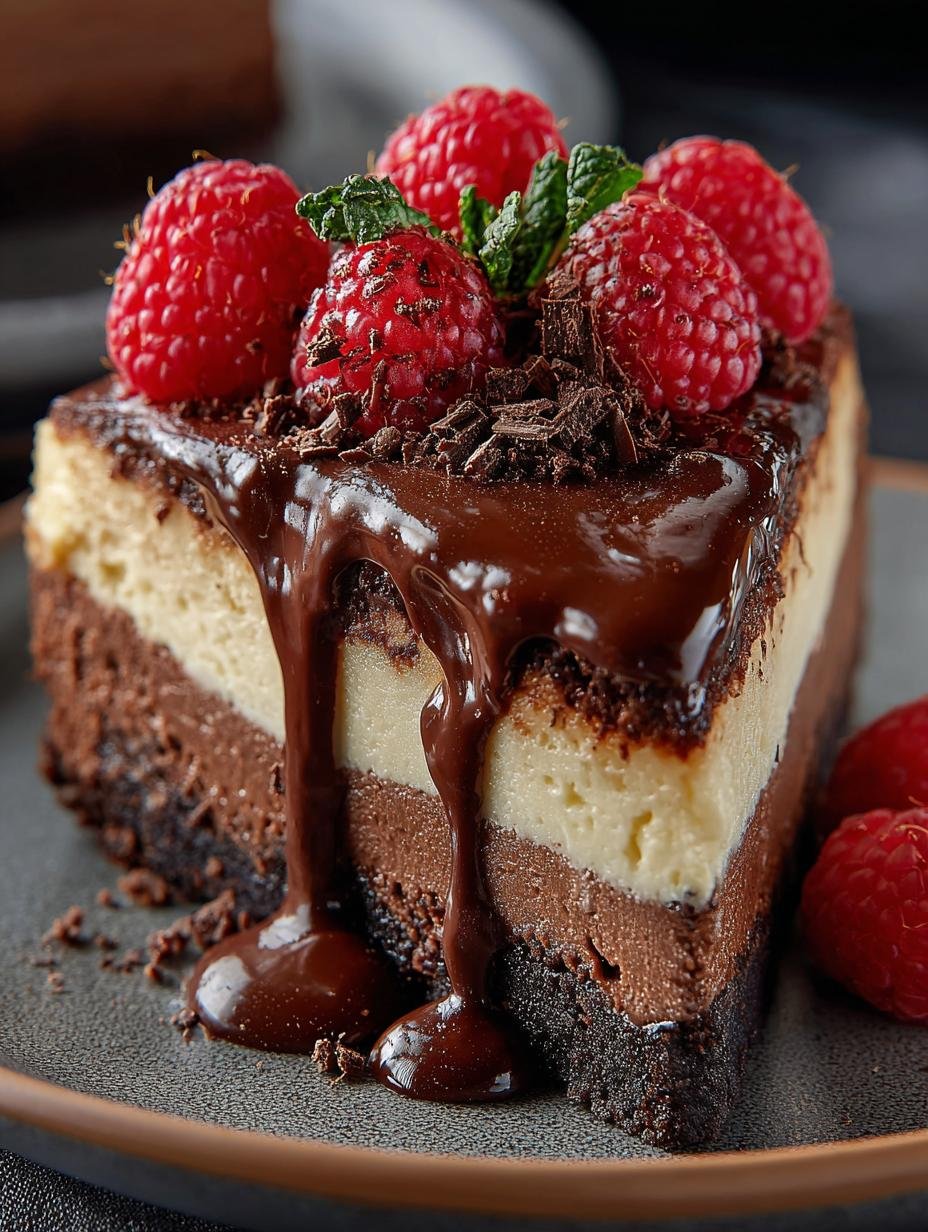 Indulge in 5 Layers of Chocolate Cheesecake Cake - Chocolate Cheesecake Cake - additional detail