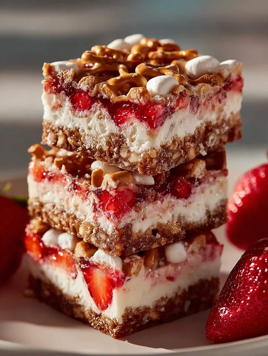 Strawberry Pretzel Marshmallow Treats