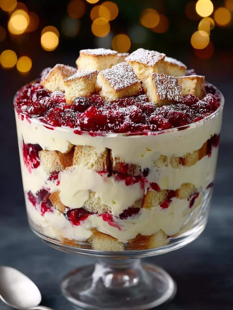 White Christmas Cranberry Trifle: 7 Layers of Festive Delight - White Christmas Cranberry Trifle - additional detail