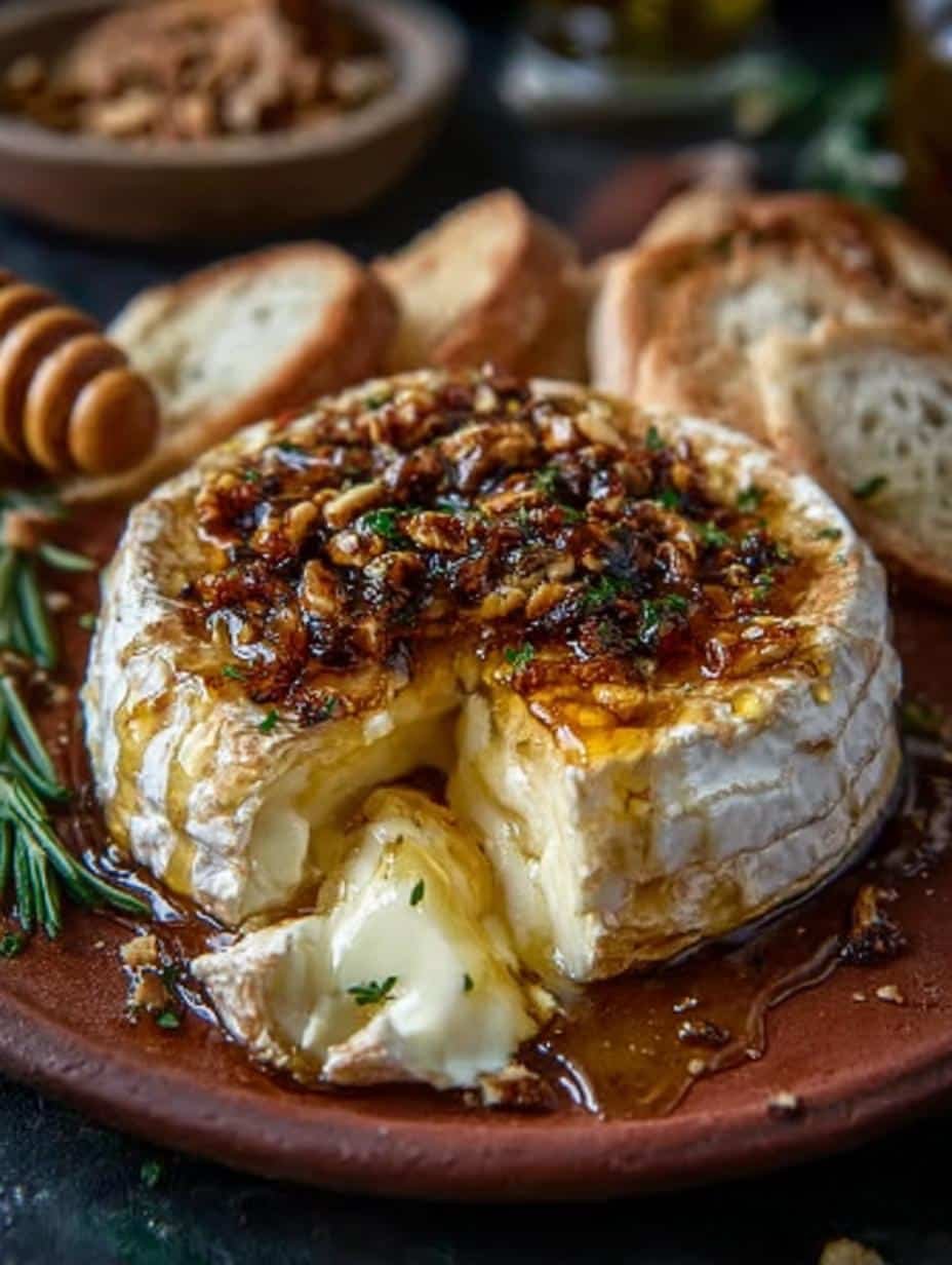 Delicious Baked Brie with Honey and Pistachios Recipe - Baked Brie with Honey - main visual representation