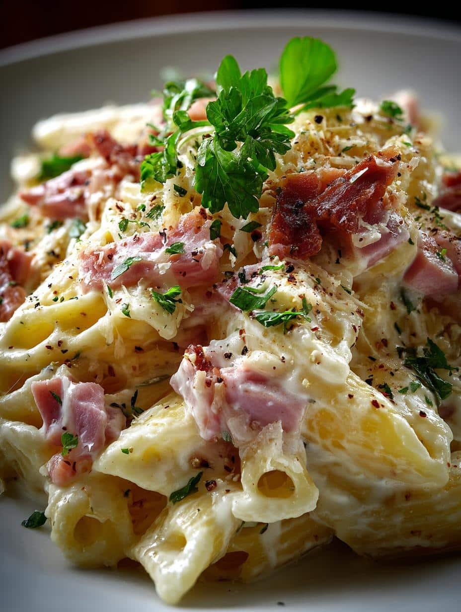 Delicious Leftover Ham Creamy Pasta in 25 Minutes - Leftover Ham Creamy Pasta - additional detail