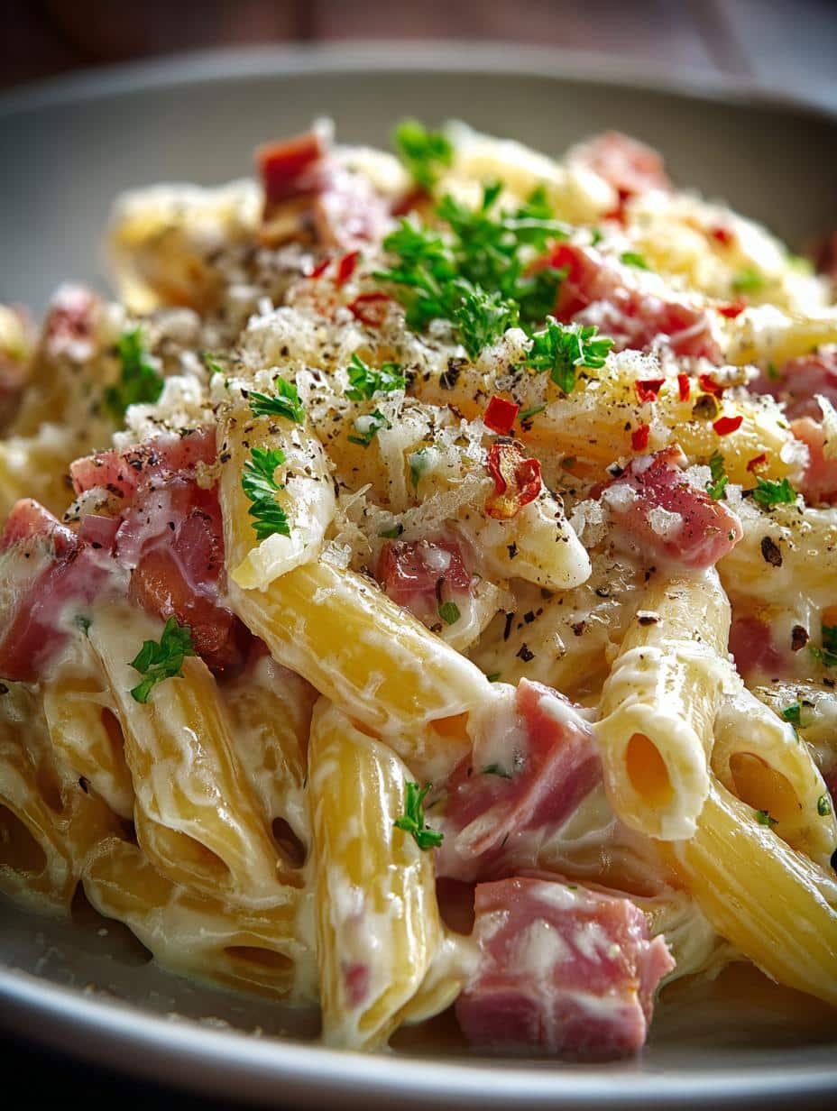 Leftover Ham Creamy Pasta