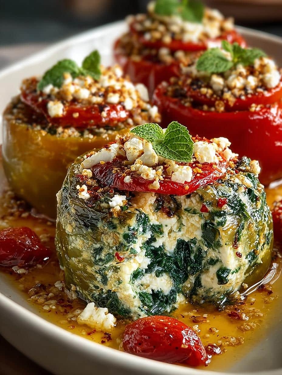 Mediterranean Spinach Feta Stuffed Peppers Delightful Recipe - Mediterranean Spinach Feta Stuffed - additional detail