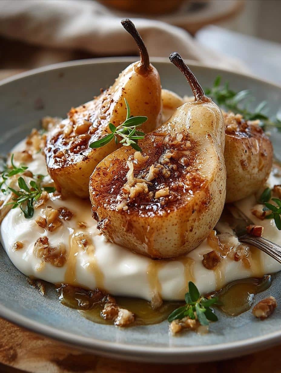 Delightful Pan Seared Pears with Honey-Yogurt Sauce - Pan Seared Pears with - additional detail