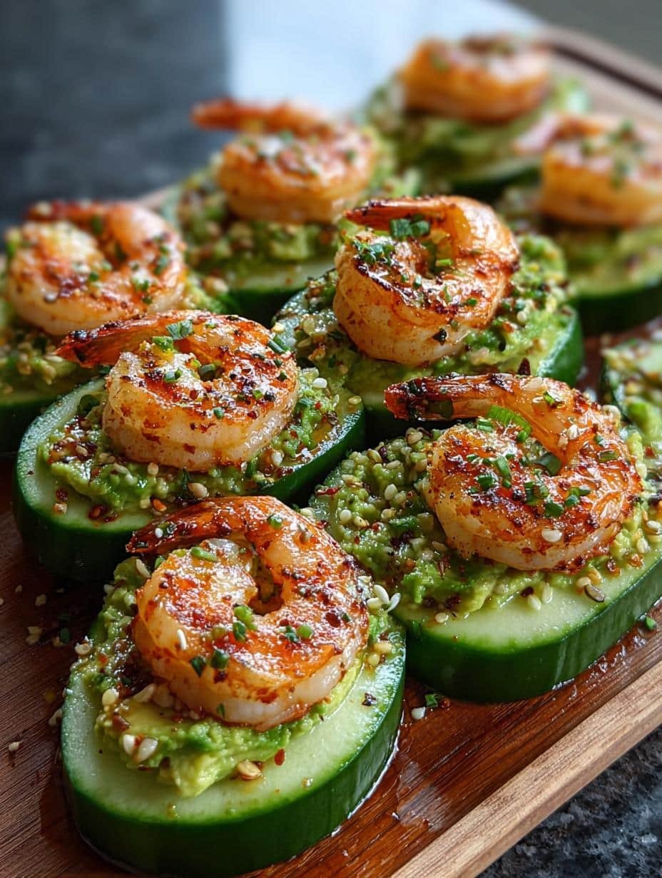 Shrimp Avocado Cucumber Boats