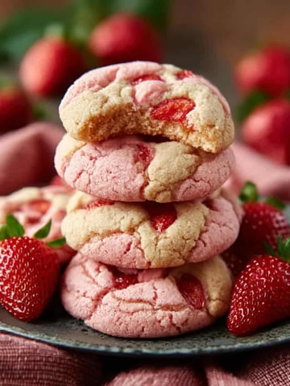 Strawberry Milkshake Cookies