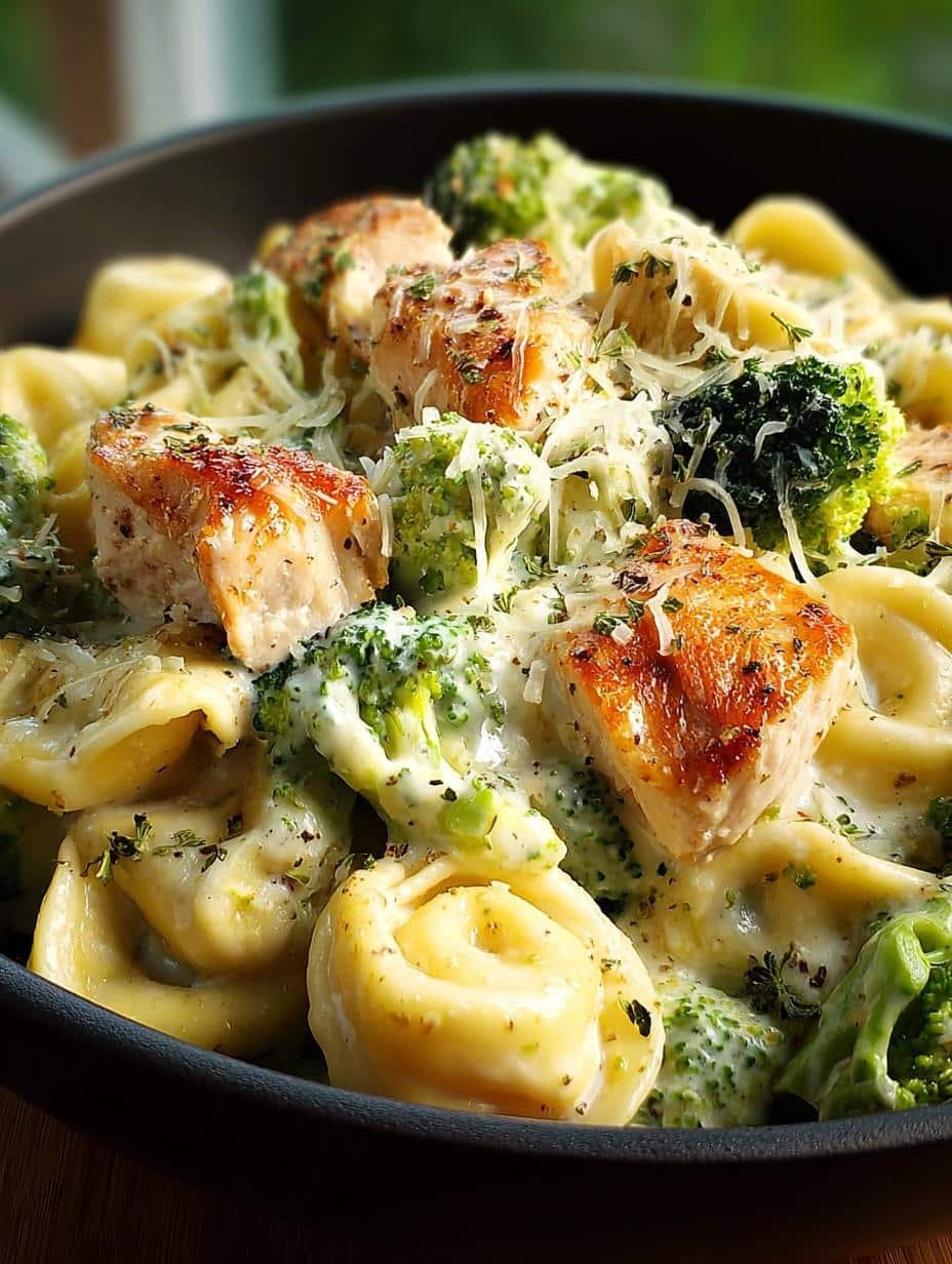 Quick Cheesy Chicken Broccoli Tortellini Dinner - Cheesy Chicken Broccoli Tortellini - additional detail