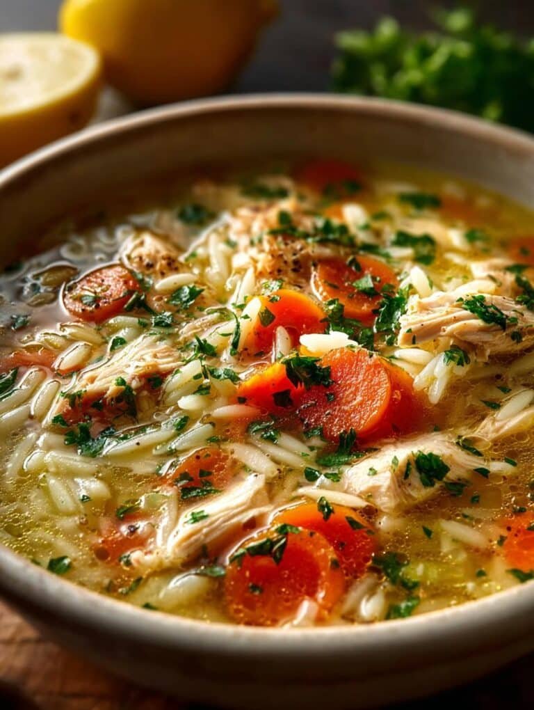 Lemon Chicken Orzo Soup