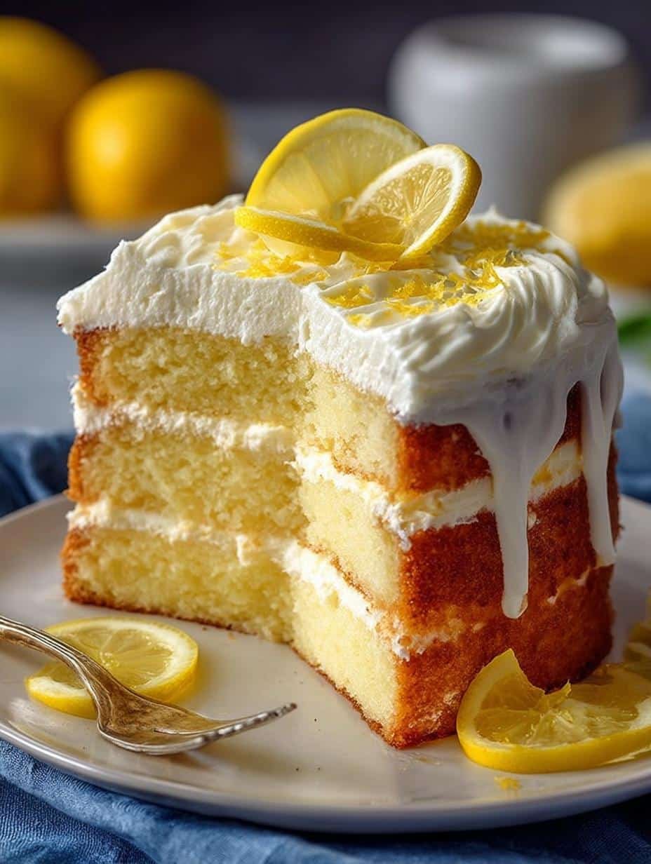 Delicious Lemon Layer Cake with Cream Cheese Frosting - Lemon Layer Cake with - main visual representation