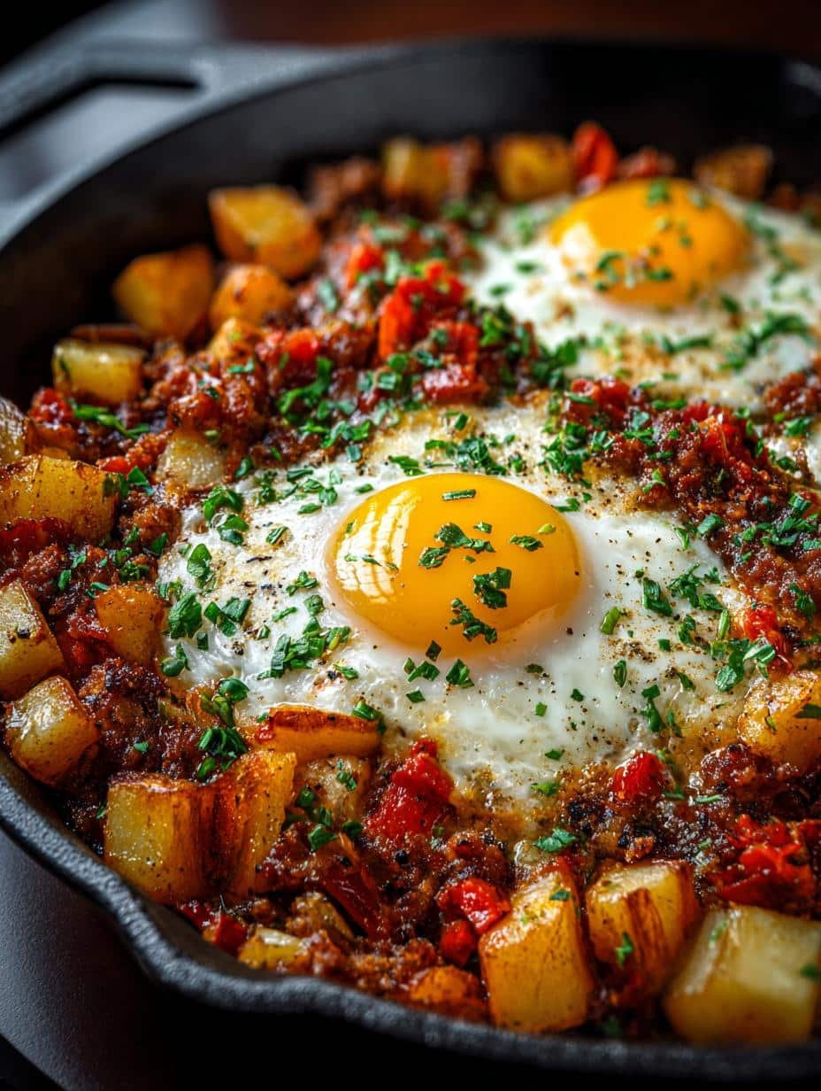 Hearty Meat Potatoes Breakfast Skillet Recipe for Mornings - Meat Potatoes Breakfast Skillet - main visual representation