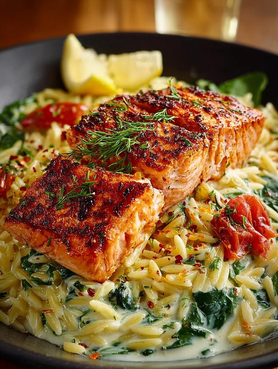 Salmon Orzo Creamy Flavorful Delight for Dinner - Salmon Orzo Creamy Flavorful - main visual representation