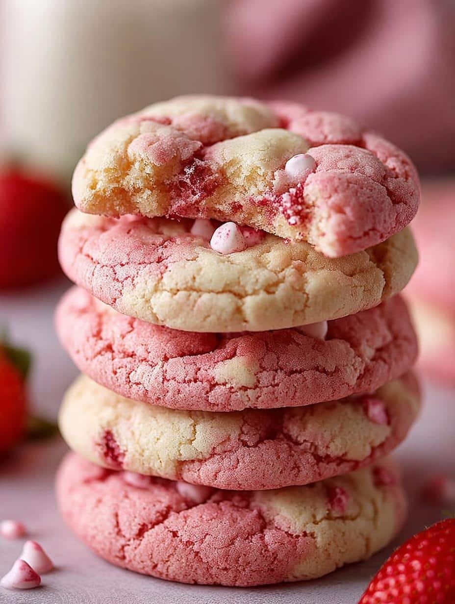 Strawberry Cake Mix Cookies