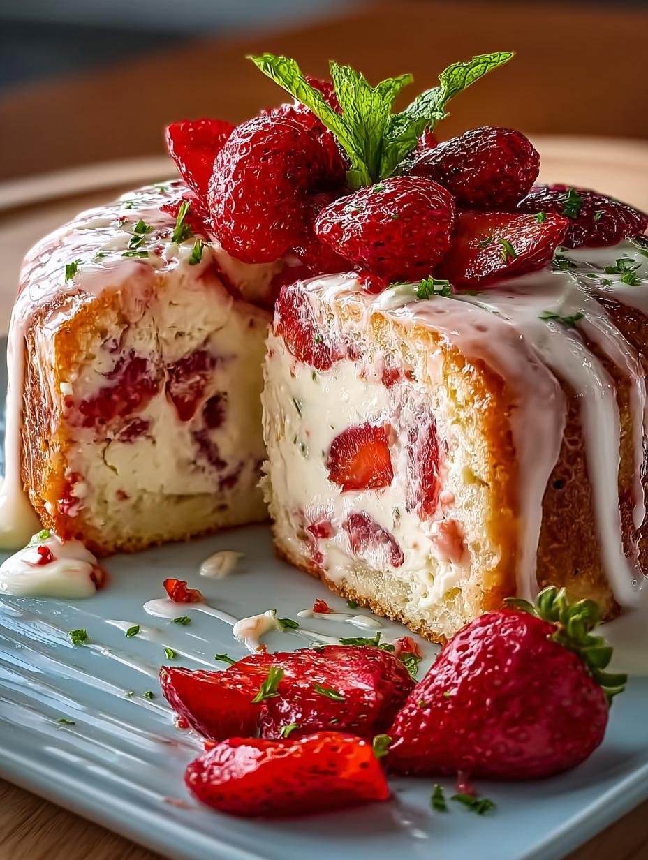 Strawberry Cream Cheese Pound Cake: 12 Delicious Servings - Strawberry Cream Cheese Pound - additional detail